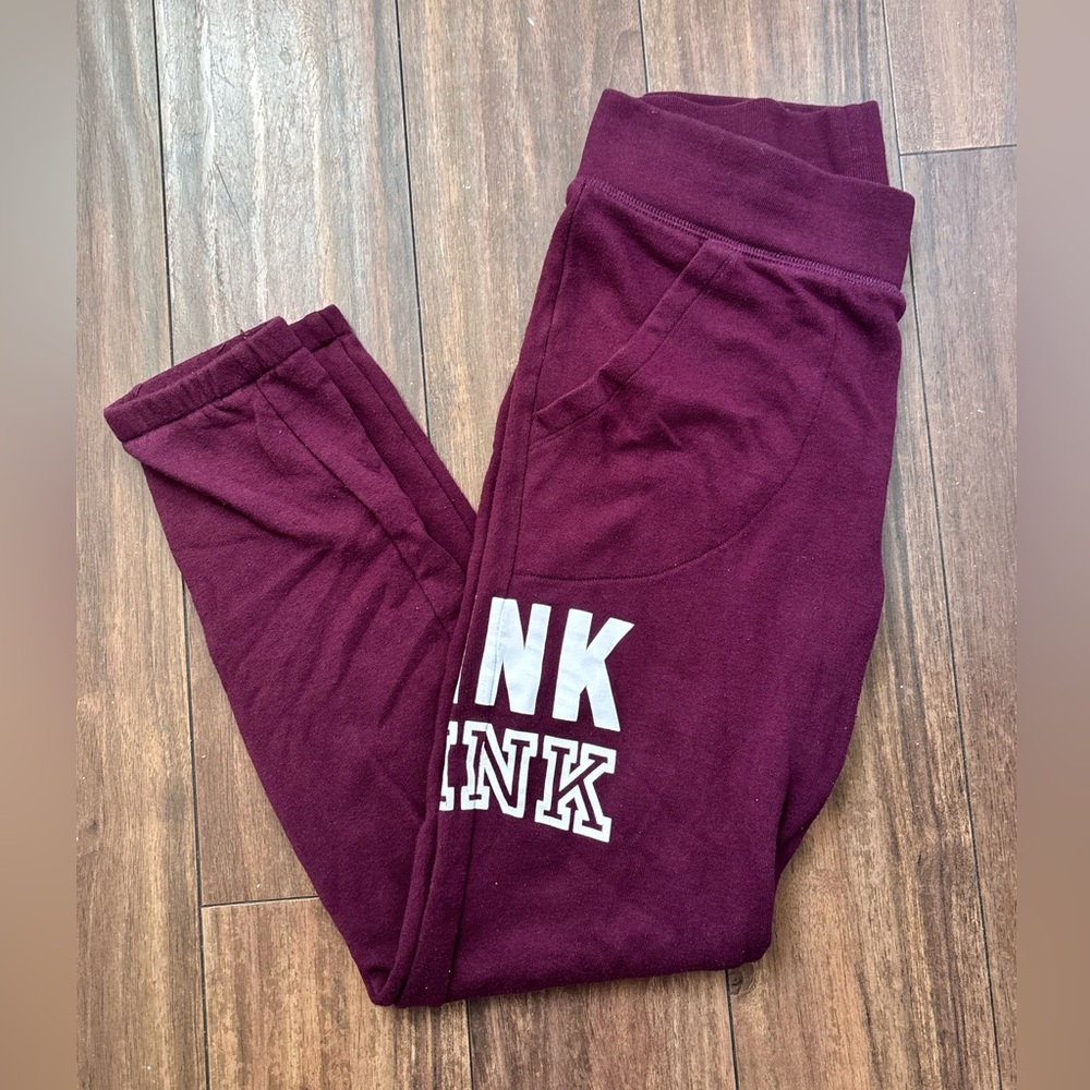Pink Victoria’s Secret Burgundy Jogger Sweatpants
